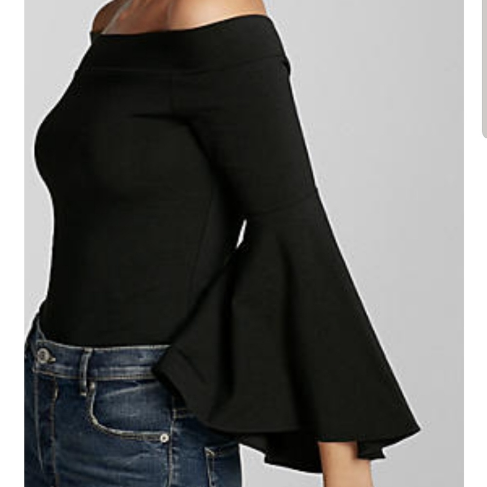Express off the shoulder flutter sleeve top